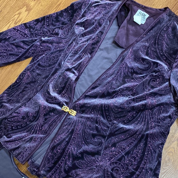 Vintage 80’s 90’s Velvet Dress & Vintage Jacket Set Royal Purple Sparkle Holiday - Picture 6 of 17
